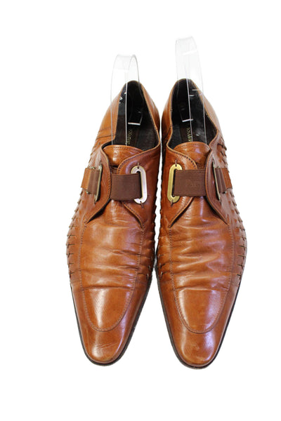 Cesare Paciotti Mens Leather Pointed Toe Dress Shoes Brown Size 8 Wide