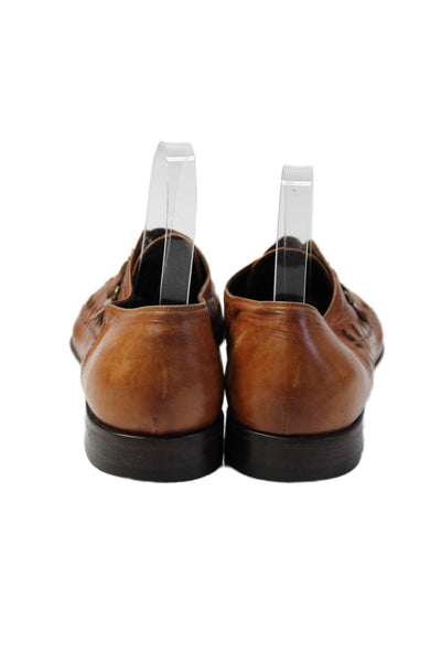 Cesare Paciotti Mens Leather Pointed Toe Dress Shoes Brown Size 8 Wide