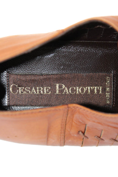 Cesare Paciotti Mens Leather Pointed Toe Dress Shoes Brown Size 8 Wide