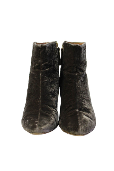 Aquazzura Womens Velvet Brocade Print Ankle Boots Brown Size 36 6