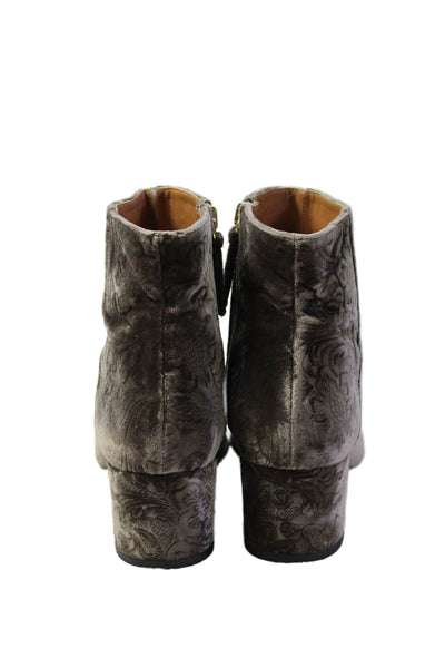 Aquazzura Womens Velvet Brocade Print Ankle Boots Brown Size 36 6