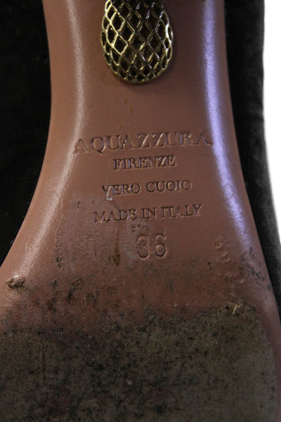 Aquazzura Womens Velvet Brocade Print Ankle Boots Brown Size 36 6