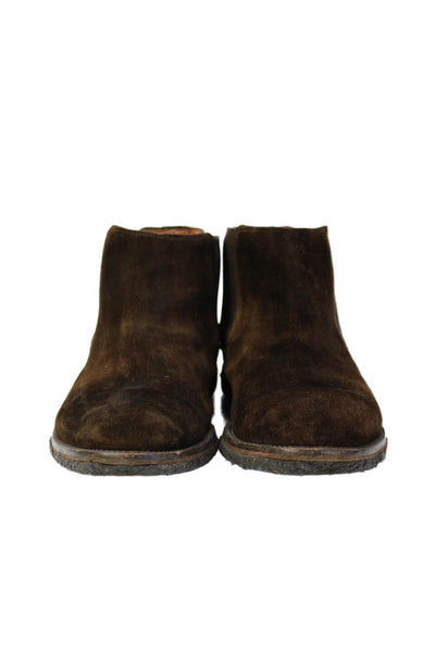 Faconnable Mens Suede Stretch Inset Avery Ankle Boots Brown Size 10.5 Medium