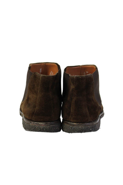 Faconnable Mens Suede Stretch Inset Avery Ankle Boots Brown Size 10.5 Medium