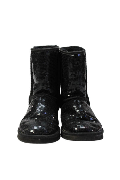Ugg Womens Classic Short Sparkle Sequined Ankle Boots Black Size 6