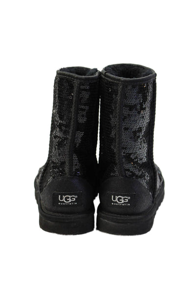 Ugg Womens Classic Short Sparkle Sequined Ankle Boots Black Size 6