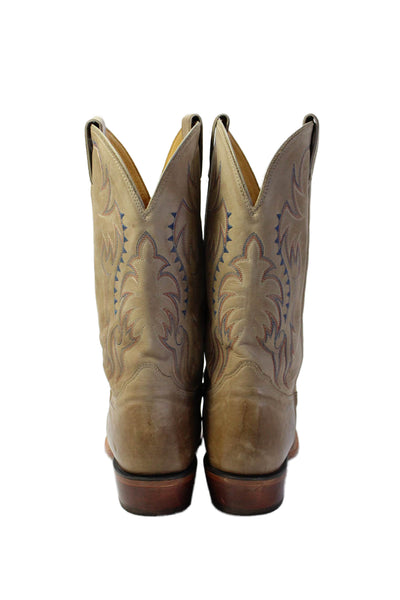 Nocona Boots Mens Leather Mid Calf Cowboy Boots Beige Size 11 D
