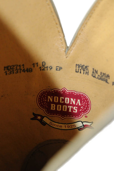 Nocona Boots Mens Leather Mid Calf Cowboy Boots Beige Size 11 D