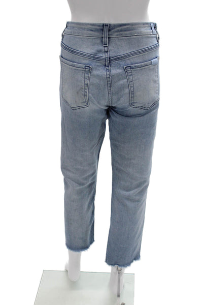 7 For All Mankind Women Cropped Straight Light Blue Jeans Size 28