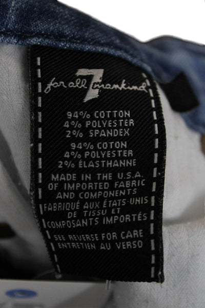 7 For All Mankind Women Cropped Straight Light Blue Jeans Size 28