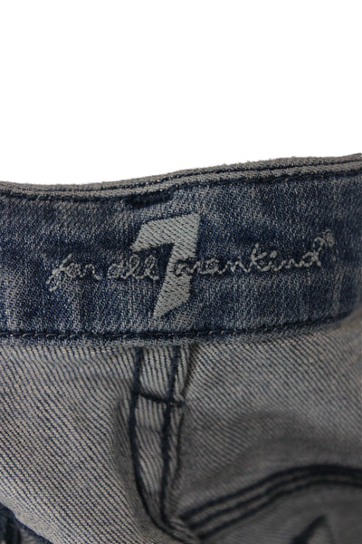 7 For All Mankind Women Cropped Straight Light Blue Jeans Size 28