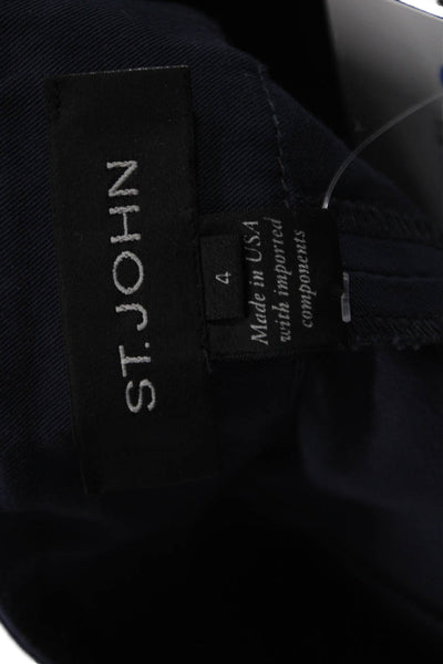St. John Women Ankle Cropped Dress Pants Dark Blue Zip Size 4