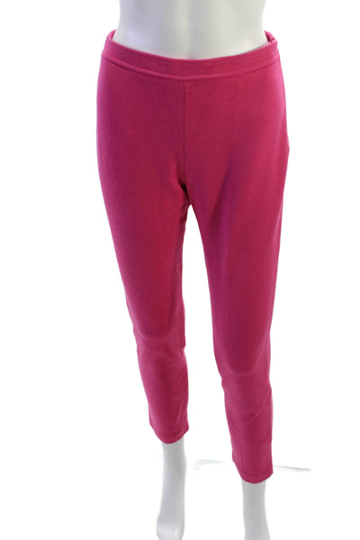St. John Women Ankle Cropped Pants Pink Wool Blend Zip 27in Size 2