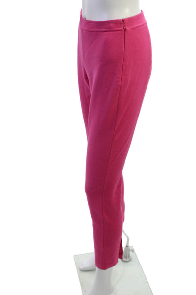 St. John Women Ankle Cropped Pants Pink Wool Blend Zip 27in Size 2