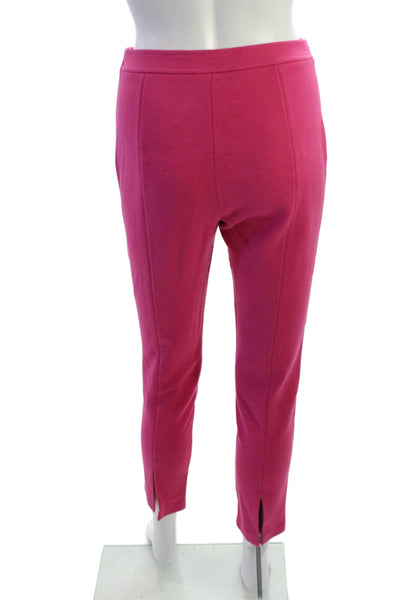 St. John Women Ankle Cropped Pants Pink Wool Blend Zip 27in Size 2