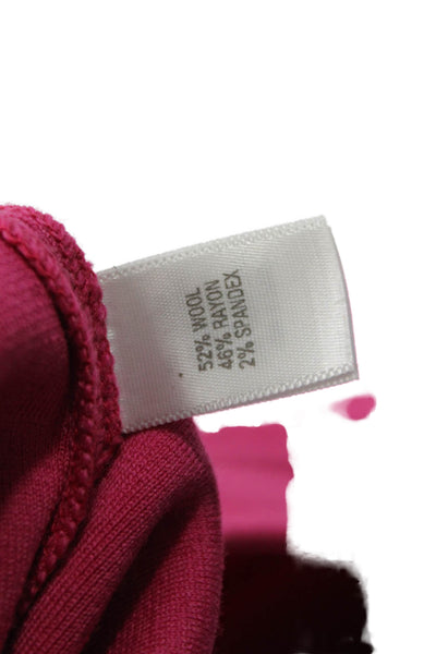 St. John Women Ankle Cropped Pants Pink Wool Blend Zip 27in Size 2