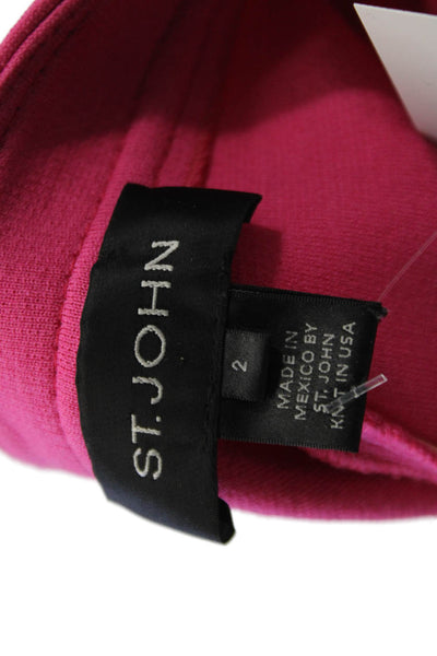 St. John Women Ankle Cropped Pants Pink Wool Blend Zip 27in Size 2