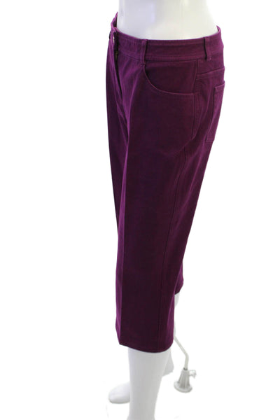 St. John Women Purple Mid Rise Cotton Blend Capri Pants Inseam 20 Size 6