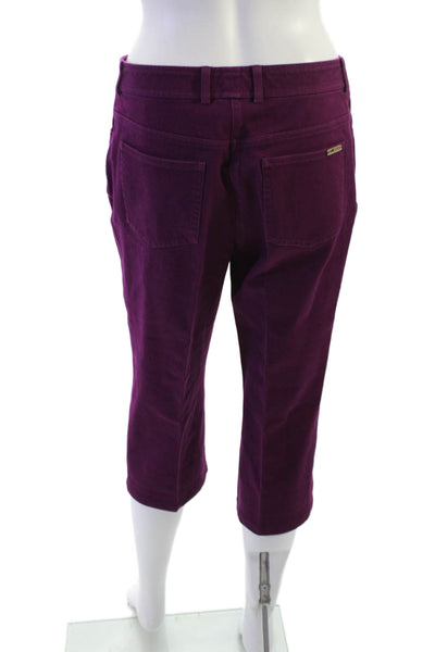 St. John Women Purple Mid Rise Cotton Blend Capri Pants Inseam 20 Size 6