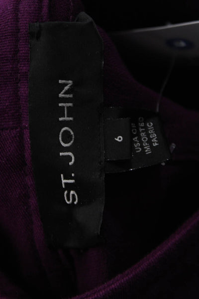 St. John Women Purple Mid Rise Cotton Blend Capri Pants Inseam 20 Size 6