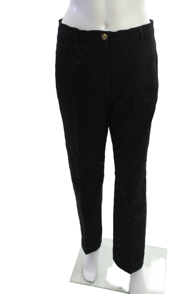 St John Sport Marie Gray Women Dress Pants Black Herringbone Size 6
