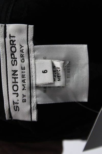 St John Sport Marie Gray Women Dress Pants Black Herringbone Size 6
