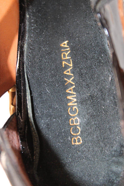 BCBGMAXAZRIA Womens Patent Leather Wedge Heels Black Size 7