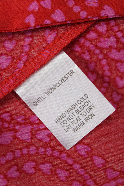 Bailey 44 Womens Cropped Collared Button Up Heart Graphic Blouse Red Size XS