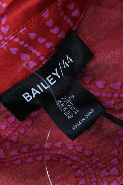 Bailey 44 Womens Cropped Collared Button Up Heart Graphic Blouse Red Size XS
