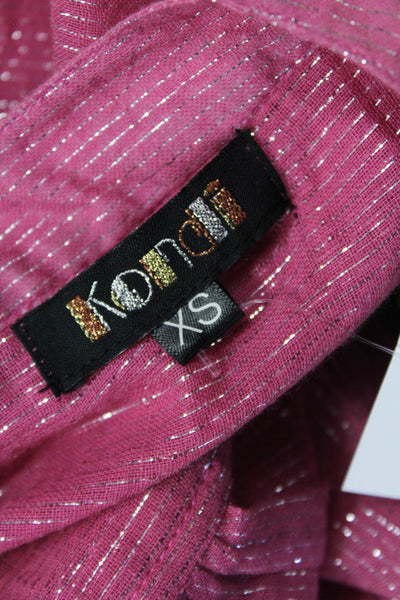 Kondi Womens Bohemian Pink Button Up Blouse Long Sleeve Cotton Size XS