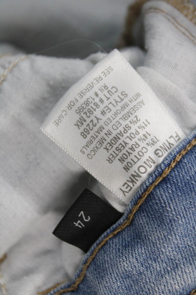Flying Monkey Women Cropped Flared Light Blue Jeans Low Rise Inseam 26 Size 24