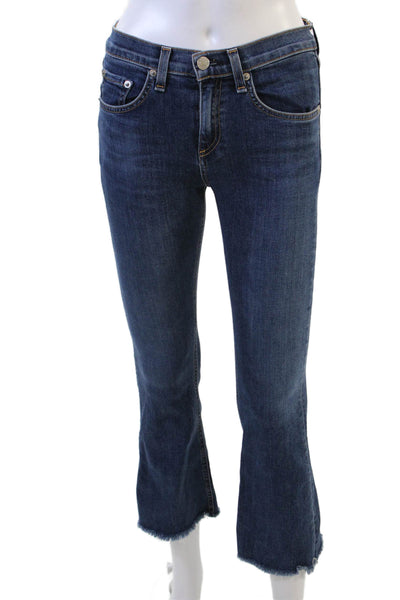 Rag & Bone Jean Women Cropped Flared Dark Blue Jeans Size 24