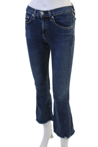 Rag & Bone Jean Women Cropped Flared Dark Blue Jeans Size 24