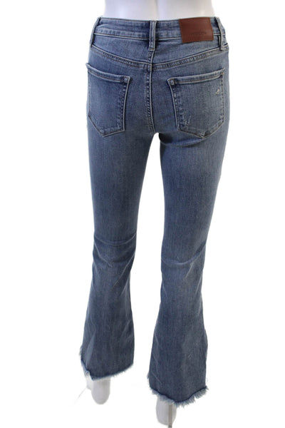 Hidden Womens Cropped Flared Blue Mid Rise Button Jeans Size 24