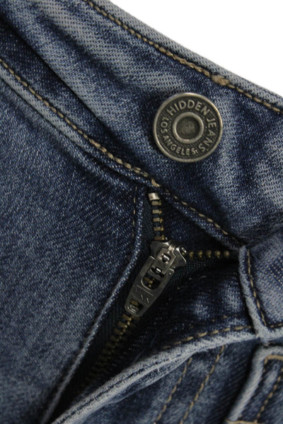 Hidden Womens Cropped Flared Blue Mid Rise Button Jeans Size 24