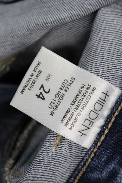 Hidden Womens Cropped Flared Blue Mid Rise Button Jeans Size 24