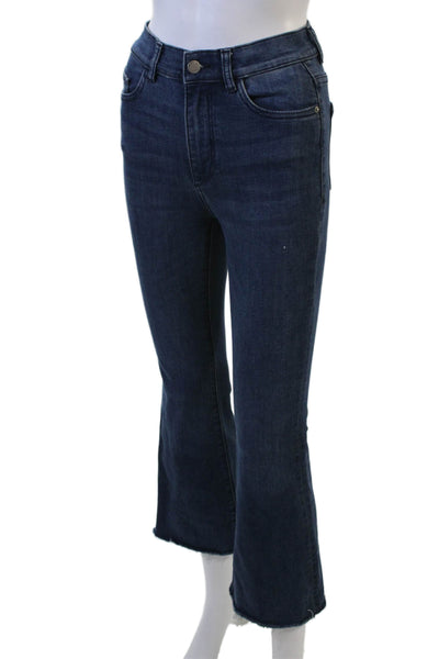 DL1961 Women Cropped Flared Jeans Dark Blue Mid Rise Size 24