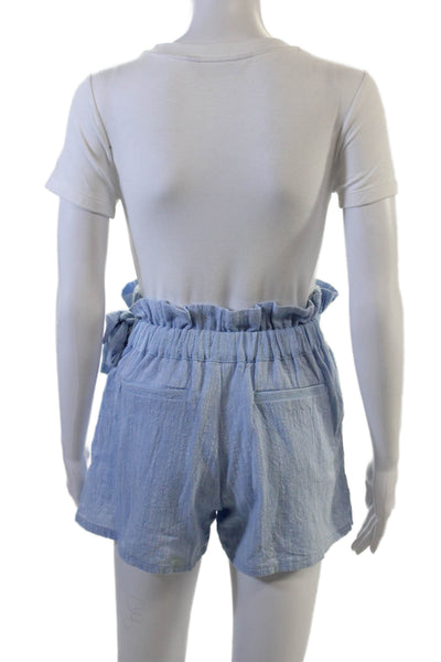 Misa Unisex Beach Light Blue Tie Cotton Solid Shorts Size XS