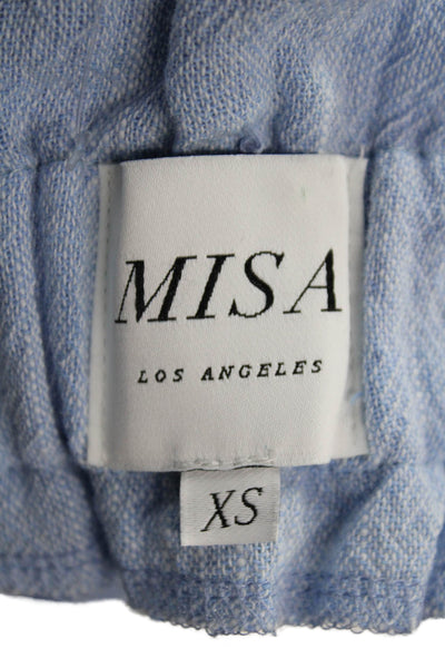 Misa Unisex Beach Light Blue Tie Cotton Solid Shorts Size XS