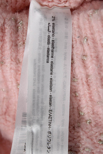 Zara Womens Crew Neck Pullover Sweater Pink Long Sleeve Size S