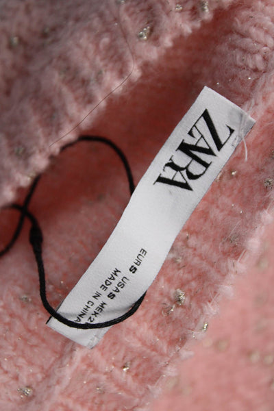 Zara Womens Crew Neck Pullover Sweater Pink Long Sleeve Size S