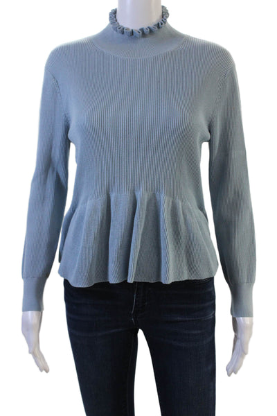 Dries Van Noten Womens Light Blue Mock Neck Cotton Pullover Size S