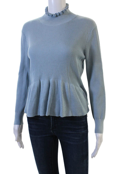 Dries Van Noten Womens Light Blue Mock Neck Cotton Pullover Size S