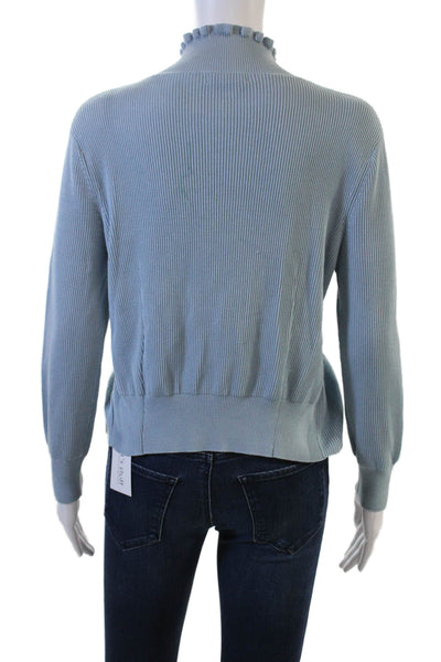 Dries Van Noten Womens Light Blue Mock Neck Cotton Pullover Size S
