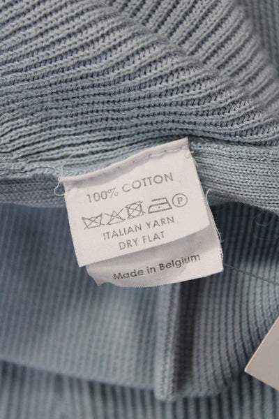 Dries Van Noten Womens Light Blue Mock Neck Cotton Pullover Size S