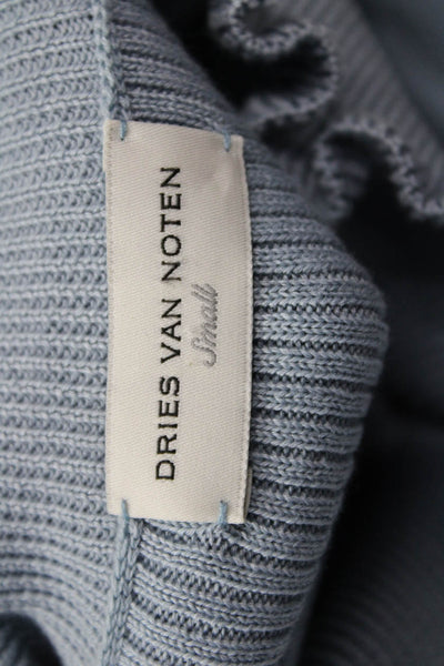 Dries Van Noten Womens Light Blue Mock Neck Cotton Pullover Size S