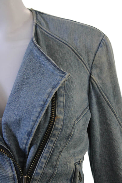 Helmut Womens Biker Motorcycle Jacket Light Blue Zip Long Sleeve Size 0P