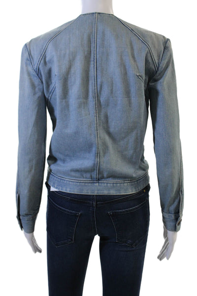 Helmut Womens Biker Motorcycle Jacket Light Blue Zip Long Sleeve Size 0P
