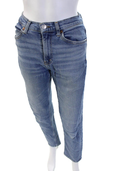 Re/Done Womens Straight Cropped Jeans Blue Mid Rise Inseam 29 Size 25