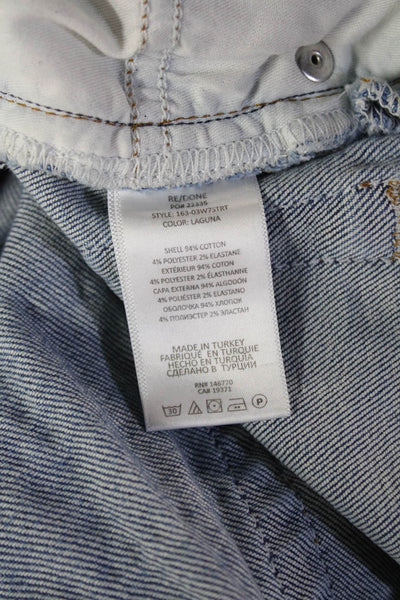 Re/Done Womens Straight Cropped Jeans Blue Mid Rise Inseam 29 Size 25